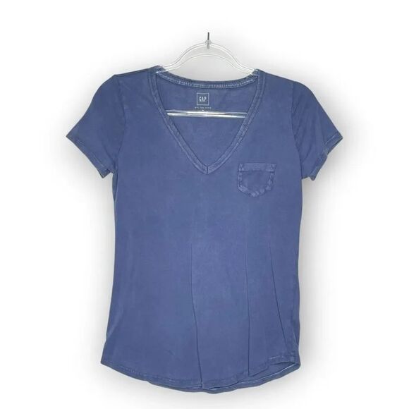 GAP Tops - Gap GAP Blue Vintage Wash V-neck Tee Short Sleeve Shirt Top Women’s Size XS